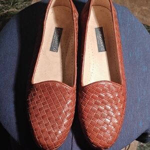 Vintage G.H. Bass Co Women's Brown Woven Leather Loafers Sz 7N (Narrow)